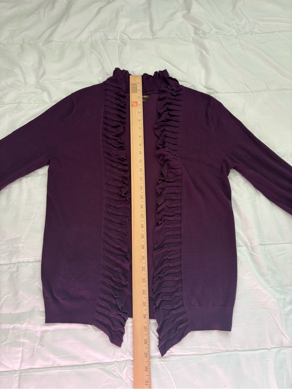Danier Purple Ruffled Open-Front Cardigan - Picture 7 of 10